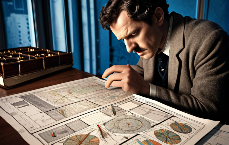 **Image Prompt:** A Sherlock Holmes-esque detective intensely examining a complex blueprint filled with data visualizations (charts, graphs) and scattered code snippets. The scene should be dimly lit, with a magnifying glass highlighting a specific area of the blueprint where an "error" is clearly marked. The overall tone should be investigative and analytical, hinting at the transformation of mistakes into solutions. Perhaps include elements representing machine learning, such as a neural network diagram subtly in the background.